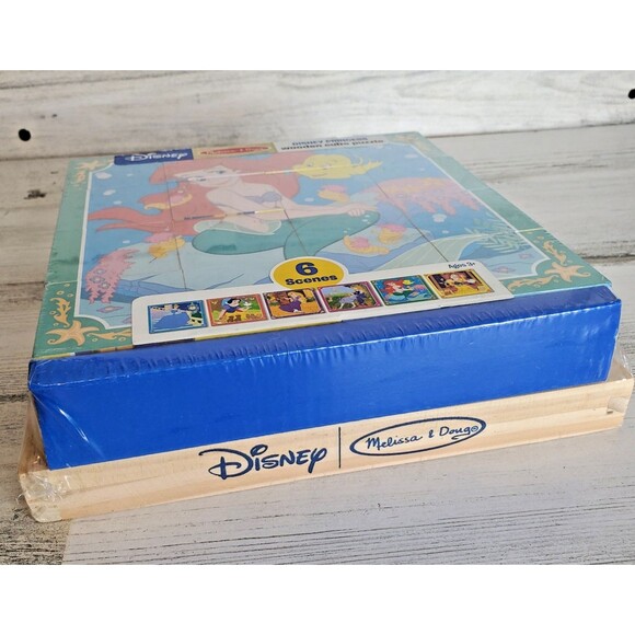 Melissa & Doug Disney Princess Wooden Cube Puzzle w/ Storage Tray 6 Puzzles NEW - Picture 3 of 6